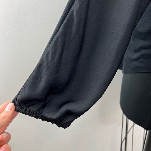 Anthro DOLAN Black Long Sleeve V-Neckline Elastic Cuff Pullover Polyester Top L - Picture 4 of 8